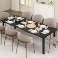 Dining Table for 6-8 People, Rustic Wave Irregular Edge Table with Thick MDF Top & Metal Frame, Waterproof Scratch-Resistant, VersatileMarble