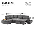GDFStudio Nathan Canapé d'angle moderne en chenille en forme de L avec pouf de rangement et console d'accoudoir réglable avec ports de chargement