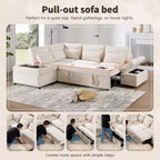 GDFStudio Nathan Canapé d'angle moderne en chenille en forme de L avec pouf de rangement et console d'accoudoir réglable avec ports de chargement