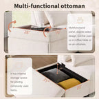 GDFStudio Nathan Canapé d'angle moderne en chenille en forme de L avec pouf de rangement et console d'accoudoir réglable avec ports de chargement