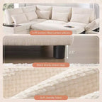 GDFStudio Nathan Canapé d'angle moderne en chenille en forme de L avec pouf de rangement et console d'accoudoir réglable avec ports de chargement