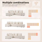 GDFStudio Nathan Canapé d'angle moderne en chenille en forme de L avec pouf de rangement et console d'accoudoir réglable avec ports de chargement