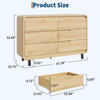 Commode à 6 tiroirs pour chambre à coucher, commode moderne en bois de 120 cm de large avec grand espace de rangement en bois, chiffonnier