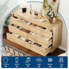 Commode à 6 tiroirs pour chambre à coucher, commode moderne en bois de 120 cm de large avec grand espace de rangement en bois, chiffonnier