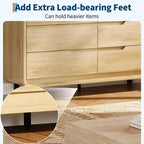 Commode à 6 tiroirs pour chambre à coucher, commode moderne en bois de 120 cm de large avec grand espace de rangement en bois, chiffonnier