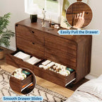 Commode à 6 tiroirs pour chambre à coucher, commode moderne en bois de 120 cm de large avec grand espace de rangement en bois, chiffonnier