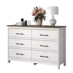 Commode 6 tiroirs Galano en chêne blanc perlé avec glissières fluides 47 L