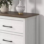 Commode 6 tiroirs Galano en chêne blanc perlé avec glissières fluides 47 L