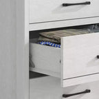 Commode 6 tiroirs Galano en chêne blanc perlé avec glissières fluides 47 L