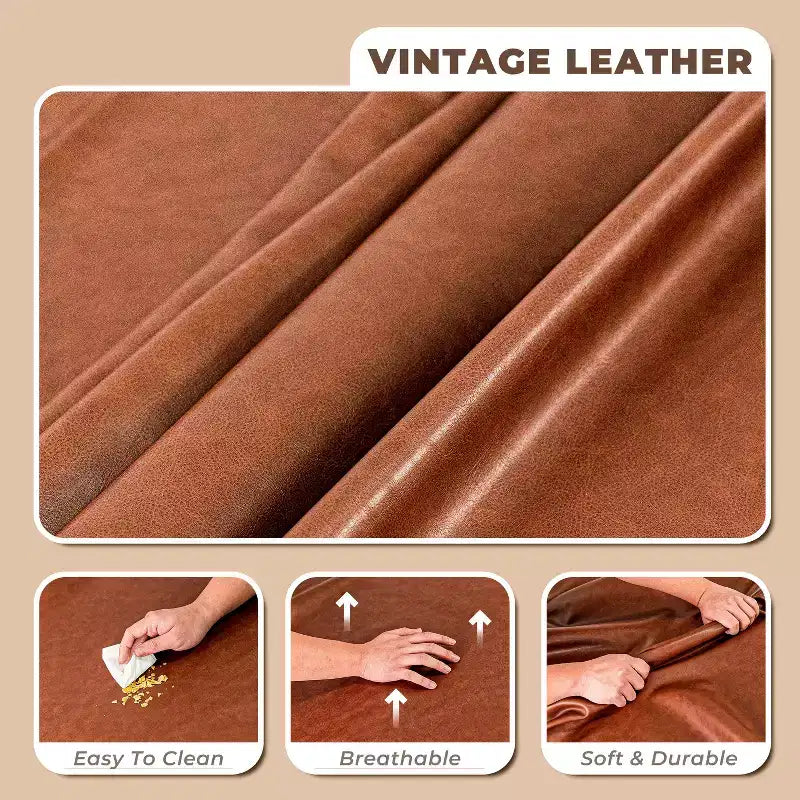 ATJafurn Canapé Moderne de Luxe en Cuir Marron de 240 cm Style Minimaliste et Moderne Cadre Robuste Surface Douce, Respirante et Facile à Nettoyer