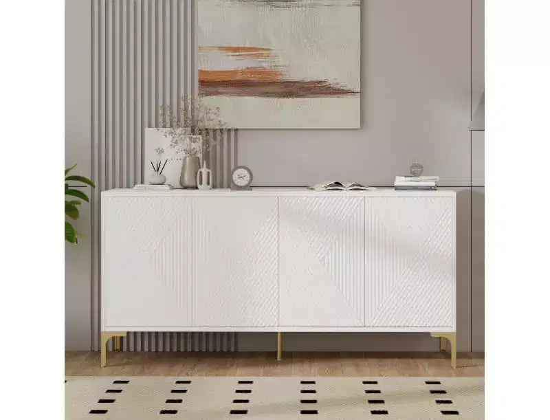 59 Buffet Cabinet with Storage, Kitchen Sideboard Console Table, 4-Door Storage Cabinet with Adjustable Shelves for Entryway, Living Room, Kitchen