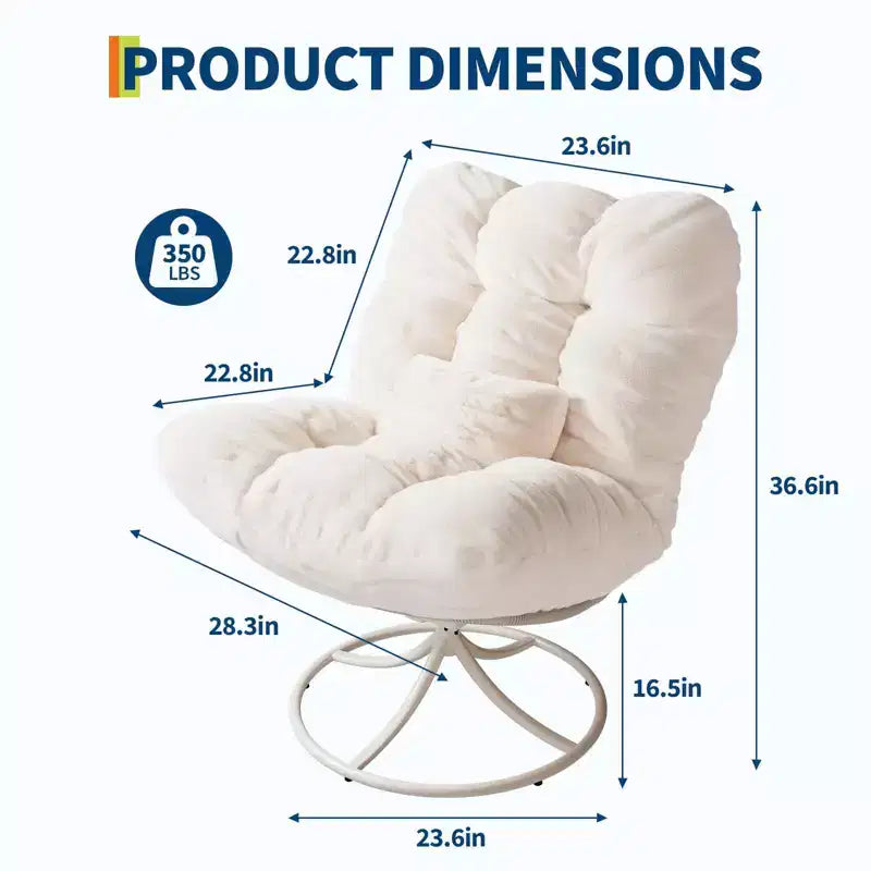 Fauteuil Papasan 360° pivotant et à bascule surdimensionné avec coussin moelleux de 16 cm, fauteuil de salon surdimensionné confortable pour intérieur/extérieur, fauteuil pivotant et à bascule style rotin