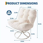 Fauteuil Papasan 360° pivotant et à bascule surdimensionné avec coussin moelleux de 16 cm, fauteuil de salon surdimensionné confortable pour intérieur/extérieur, fauteuil pivotant et à bascule style rotin