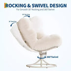Fauteuil Papasan 360° pivotant et à bascule surdimensionné avec coussin moelleux de 16 cm, fauteuil de salon surdimensionné confortable pour intérieur/extérieur, fauteuil pivotant et à bascule style rotin