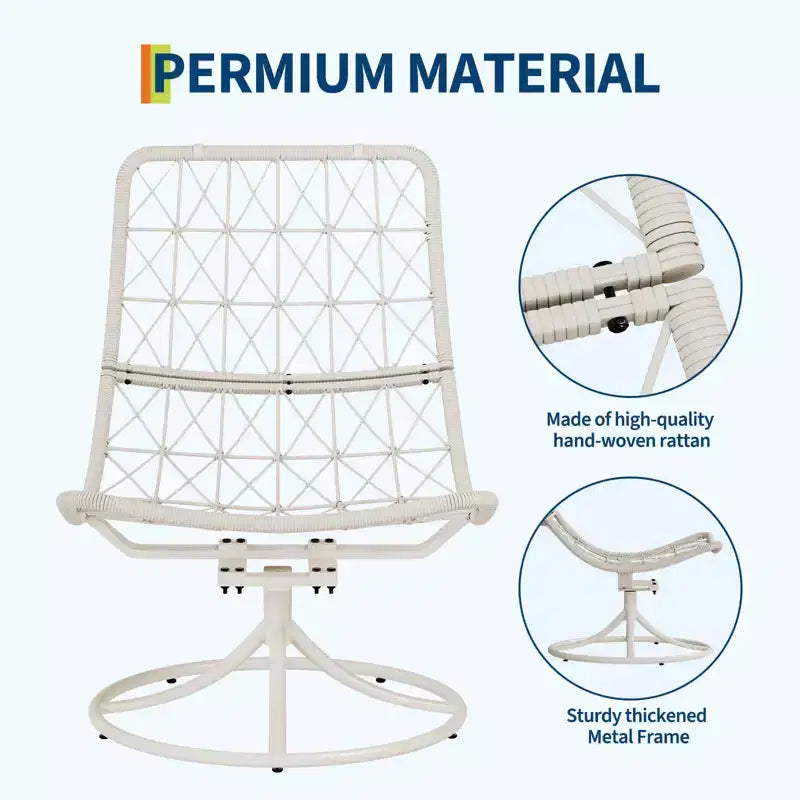 Fauteuil Papasan 360° pivotant et à bascule surdimensionné avec coussin moelleux de 16 cm, fauteuil de salon surdimensionné confortable pour intérieur/extérieur, fauteuil pivotant et à bascule style rotin
