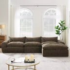 GDFStudio Milo Modern 116 Chenille Fully Compressed Modular Sofa with High-Density Foam and Ottoman