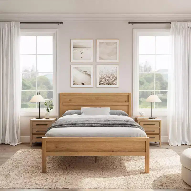 GDFStudio Eiko Modern Wooden Panel Bed with Headboard