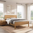 Lit panneau moderne GDFStudio Eiko avec tête de lit en bois