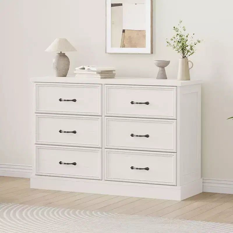 COZONY Commode de chevet à 6 tiroirs, meuble de rangement en bois avec tiroirs spacieux, organisateur de table d'appoint de chambre à coucher peu encombrant