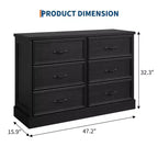 COZONY Commode de chevet à 6 tiroirs, meuble de rangement en bois avec tiroirs spacieux, organisateur de table d'appoint de chambre à coucher peu encombrant