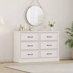 COZONY Commode de chevet à 6 tiroirs, meuble de rangement en bois avec tiroirs spacieux, organisateur de table d'appoint de chambre à coucher peu encombrant