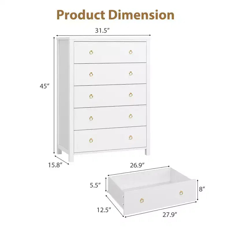 COZONY Commode de chambre 37/45 Tall avec 4/5 tiroirs, armoire de rangement pour vêtements pour placard, couloir