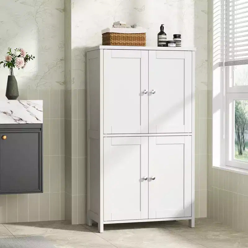Meuble de rangement de salle de bain Celebalcony avec portes et étagères, Meuble de sol pour salle d'eau, buanderie, organisation avec étagère réglable