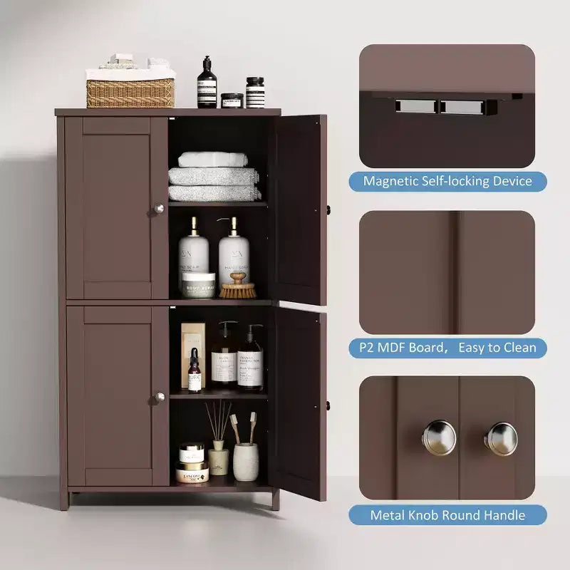 Meuble de rangement de salle de bain Celebalcony avec portes et étagères, Meuble de sol pour salle d'eau, buanderie, organisation avec étagère réglable