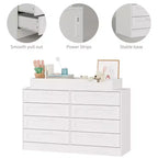 Commode à langer blanche avec 8 tiroirs en bois, commode de chambre de bébé classique, station à langer multifonctionnelle, commode pour chambre à coucher (sans matelas)