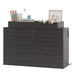 White Changing Table Dresser with 8 Wood Drawers, Classic Nursery Dresser, Multi-Functional Diaper Changing Station, Dresser for Bedroom (No Pad)