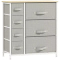 7-Drawer Dresser Storage Tower Cabinet Organizer Unit, Easy Pull Fabric Bins with Metal Frame for Bedroom, Closets