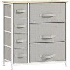 7-Drawer Dresser Storage Tower Cabinet Organizer Unit, Easy Pull Fabric Bins with Metal Frame for Bedroom, Closets