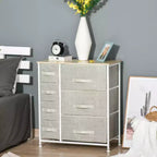 Commode à 7 tiroirs, unité de rangement avec bacs en tissu faciles à tirer et cadre en métal pour chambre à coucher, placards