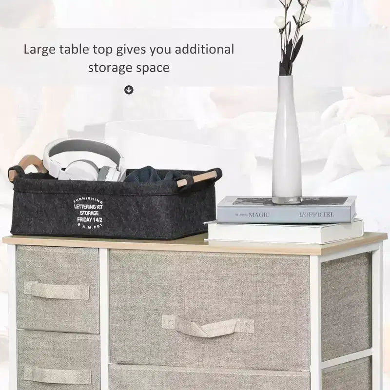 Commode à 7 tiroirs, unité de rangement avec bacs en tissu faciles à tirer et cadre en métal pour chambre à coucher, placards