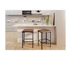 Lot de 2 tabourets de bar à 24 pouces avec repose-pieds, tabourets de bar sans dossier hauteur comptoir avec cadre métallique, sièges rembourrés en cuir PU, tabourets de cuisine modernes