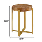 EHMKNP 16 Table d'appoint ronde rustique en bois de style ferme avec pieds en métal