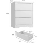 Commode en bois à 3 tiroirs, armoire haute moderne avec rangement profond, grande commode à tiroirs avec plateau large, commode longue de rangement pour chambre à coucher