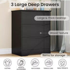 Commode en bois à 3 tiroirs, armoire haute moderne avec rangement profond, grande commode à tiroirs avec plateau large, commode longue de rangement pour chambre à coucher