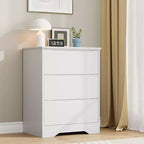 Commode en bois à 3 tiroirs, armoire haute moderne avec rangement profond, grande commode à tiroirs avec plateau large, commode longue de rangement pour chambre à coucher