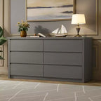 Acekool Commode à 6 tiroirs, Armoire de rangement large et moderne, Grand meuble de rangement sans poignée pour chambre, salon, entrée
