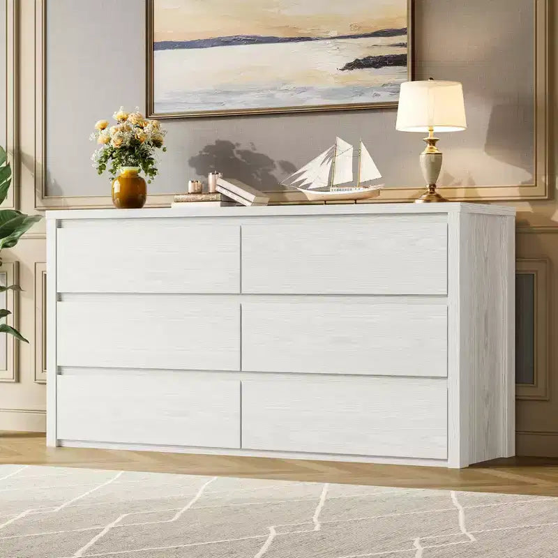 Acekool Commode à 6 tiroirs, Armoire de rangement large et moderne, Grand meuble de rangement sans poignée pour chambre, salon, entrée