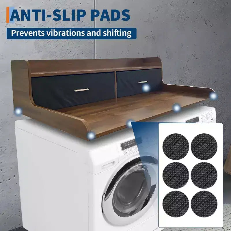 Acekool Laveuse-sécheuse de comptoir, Meuble de Rangement à 2 Niveaux pour Lave-linge Sèche-linge avec Rebords et Tiroirs, Étagère de Rangement pour Buanderie et Pliage