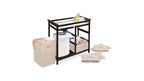 Table à langer convertible HomeStock avec 3 paniers de rangement et une corbeille à linge, rebords de sécurité, matelas confortable