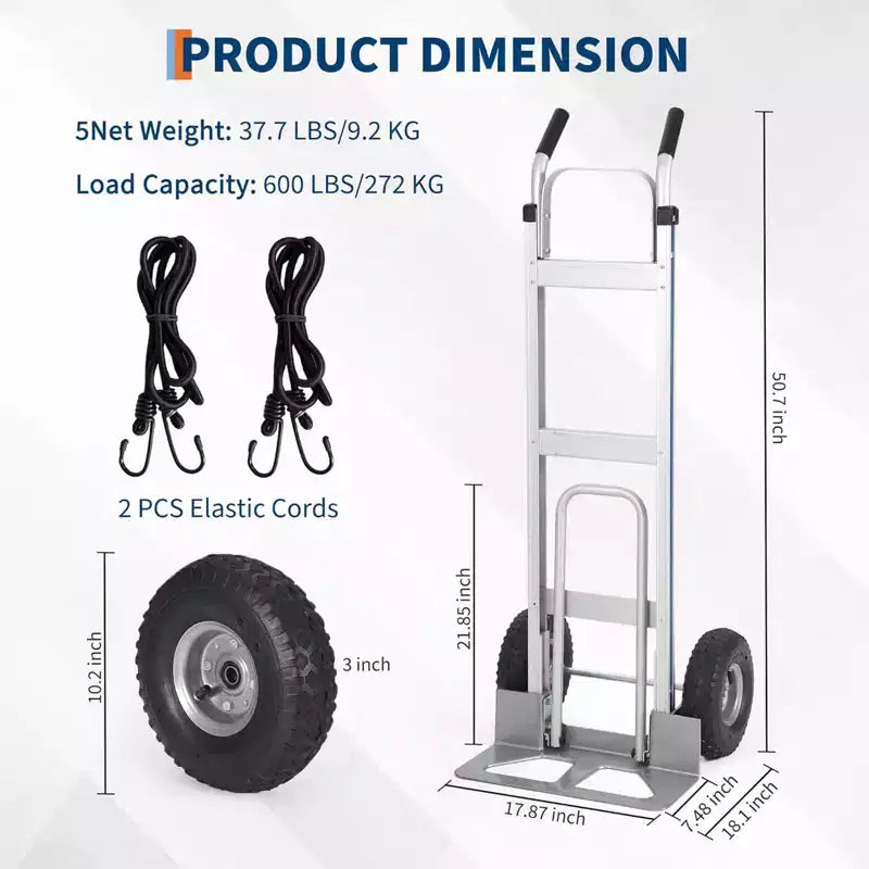 COZONY Diable en aluminium/chariot monte-escalier, capacité de 272 kg, chariot robuste avec base extensible