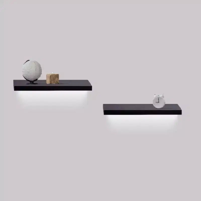 Étagère flottante noire à LED 15,75 po avec support invisible et LED intégrées, parfaite pour la décoration de salle de bain/chambre/cuisine ou pour exposer des livres/plantes