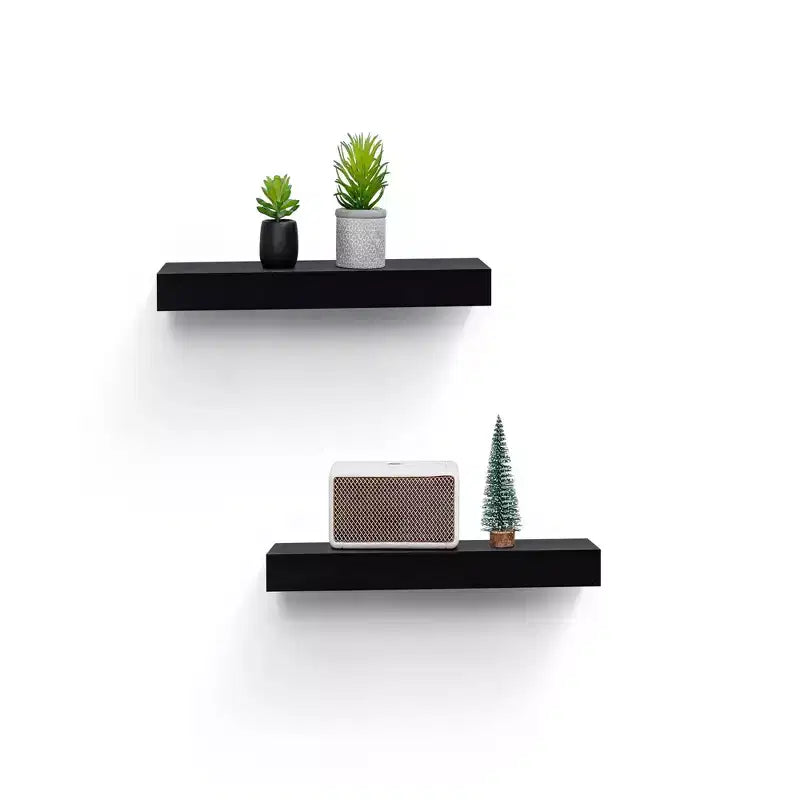 Étagère flottante noire à LED 15,75 po avec support invisible et LED intégrées, parfaite pour la décoration de salle de bain/chambre/cuisine ou pour exposer des livres/plantes