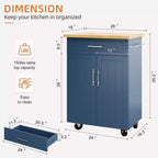 Îlot de cuisine en bois Celebalcony, chariot de cuisine avec un meuble double, un tiroir et un porte-serviettes. Chariot de rangement roulant pour la cuisine, le salon