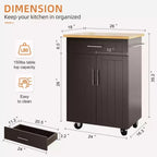 Îlot de cuisine en bois Celebalcony, chariot de cuisine avec un meuble double, un tiroir et un porte-serviettes. Chariot de rangement roulant pour la cuisine, le salon