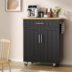 Îlot de cuisine en bois Celebalcony, chariot de cuisine avec un meuble double, un tiroir et un porte-serviettes. Chariot de rangement roulant pour la cuisine, le salon