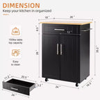 Îlot de cuisine en bois Celebalcony, chariot de cuisine avec un meuble double, un tiroir et un porte-serviettes. Chariot de rangement roulant pour la cuisine, le salon